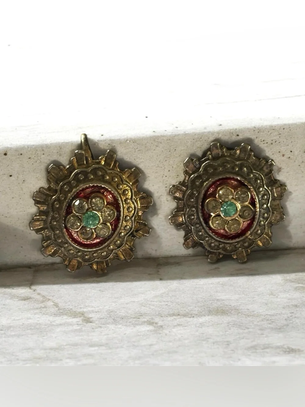 Gorgeous Vintage Earrings Silver with Gemstones and Incredible Intricacy